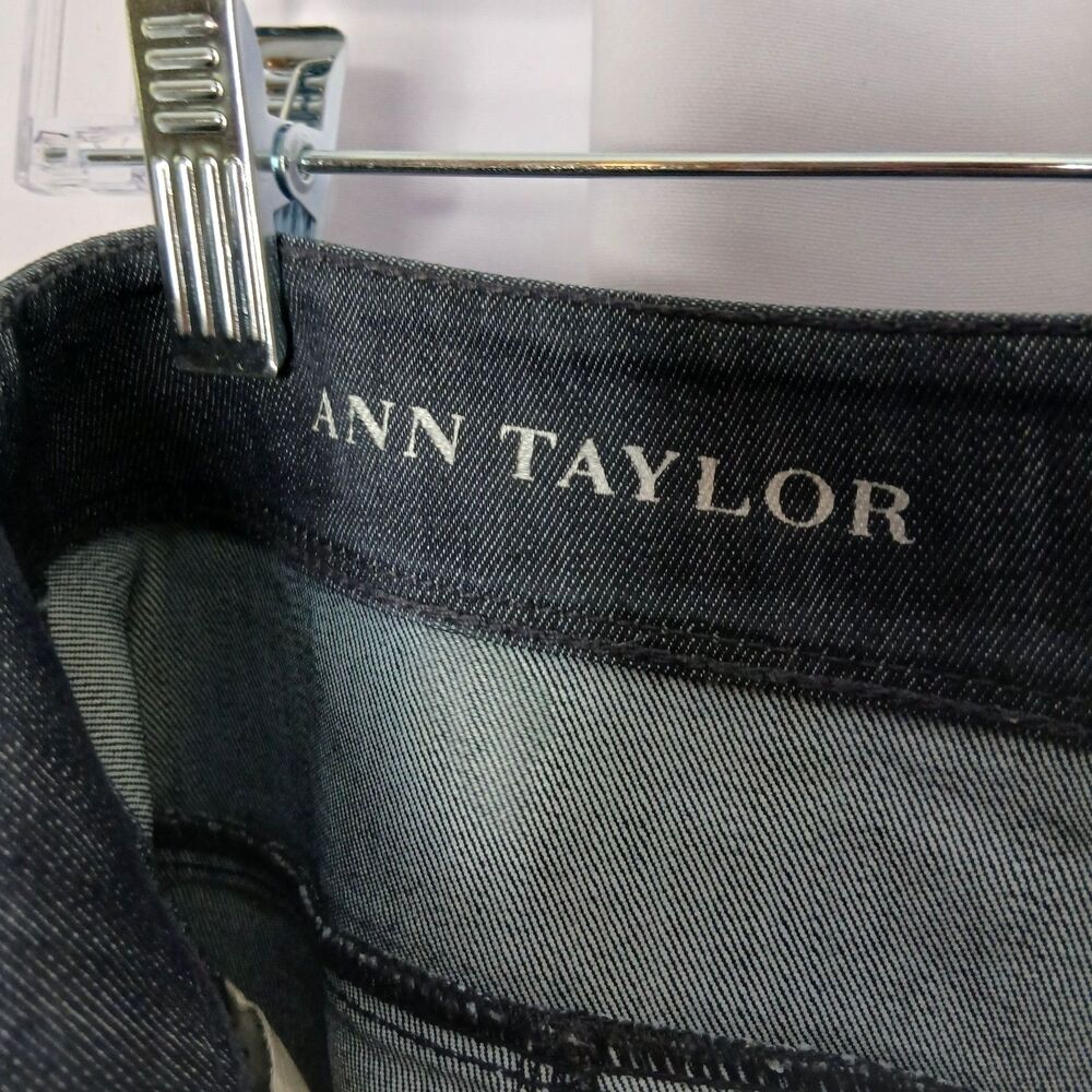 Ann Taylor Pencil Skirt Stretch Denim Dark Wash Jeans Fabric Kick Slit Womens 8 - Picture 6 of 7
